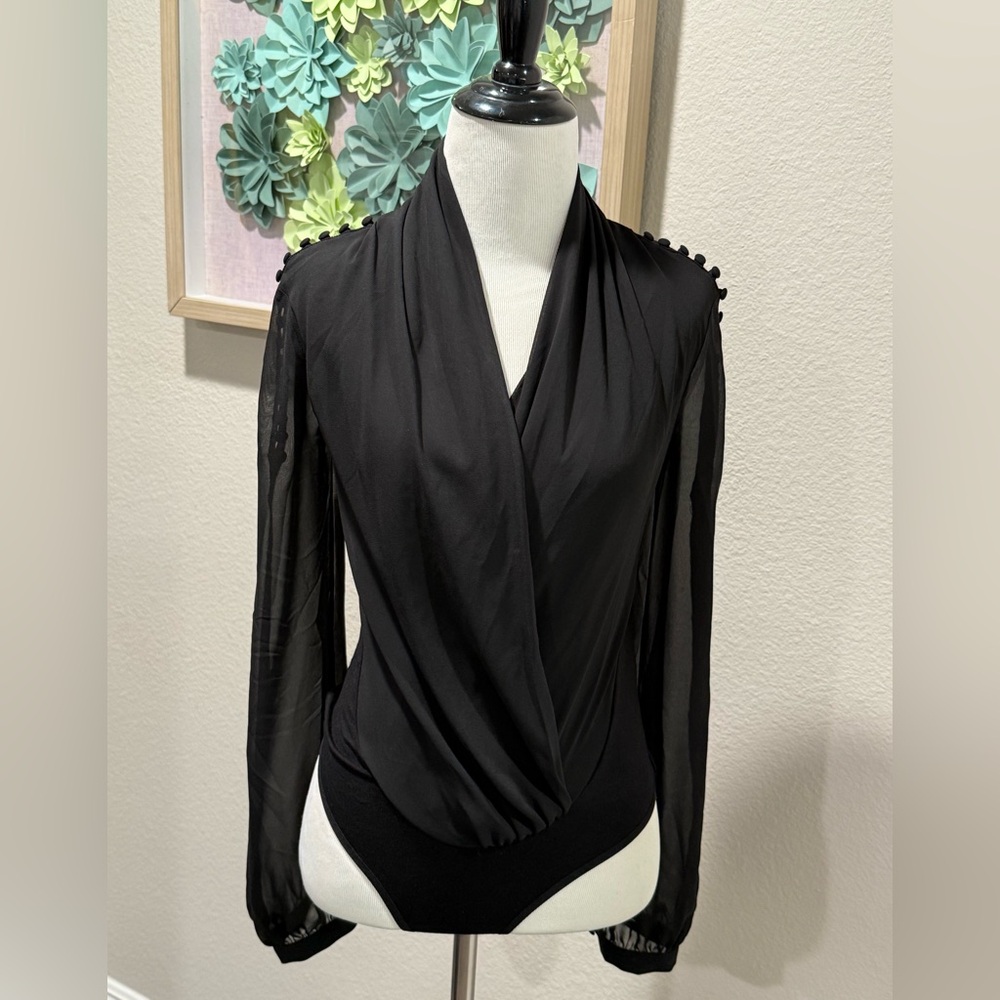 Marciano Black Draped Bodysuit